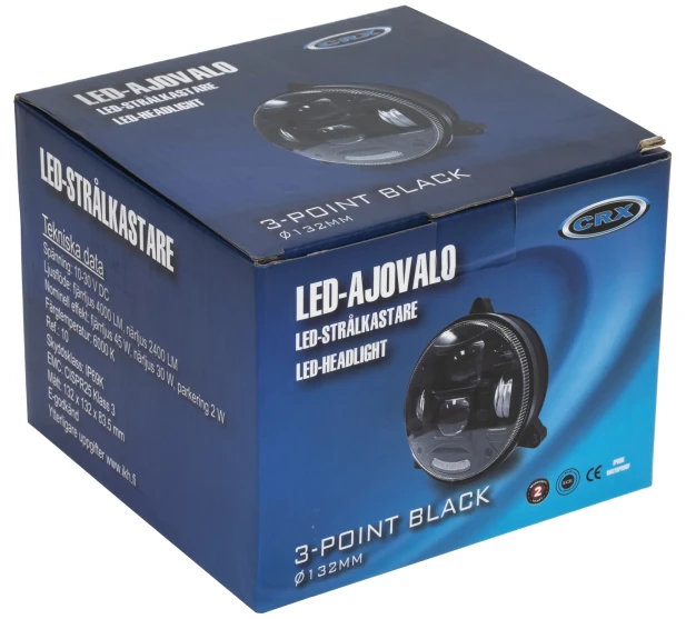 IKH LED ajovalo 132 mm Pyorea E hyvaksytty 3 pistekiinnitys Musta Kauko ja lahivalo IP69K suojaus Tuotekoodi ST86254M Saarenpaa Oy Kuva 2 kuva