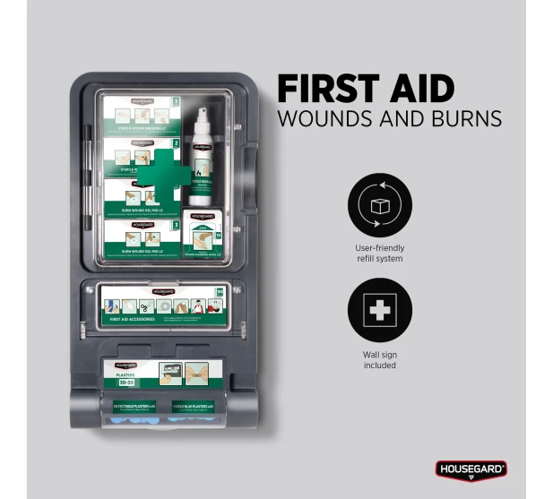 Housegard ensiapukaappi palovammojen hoitoon sisaltaa palovammageelin sidetarvikkeet ja laastarit GPT611041 Kuva 2 kuva